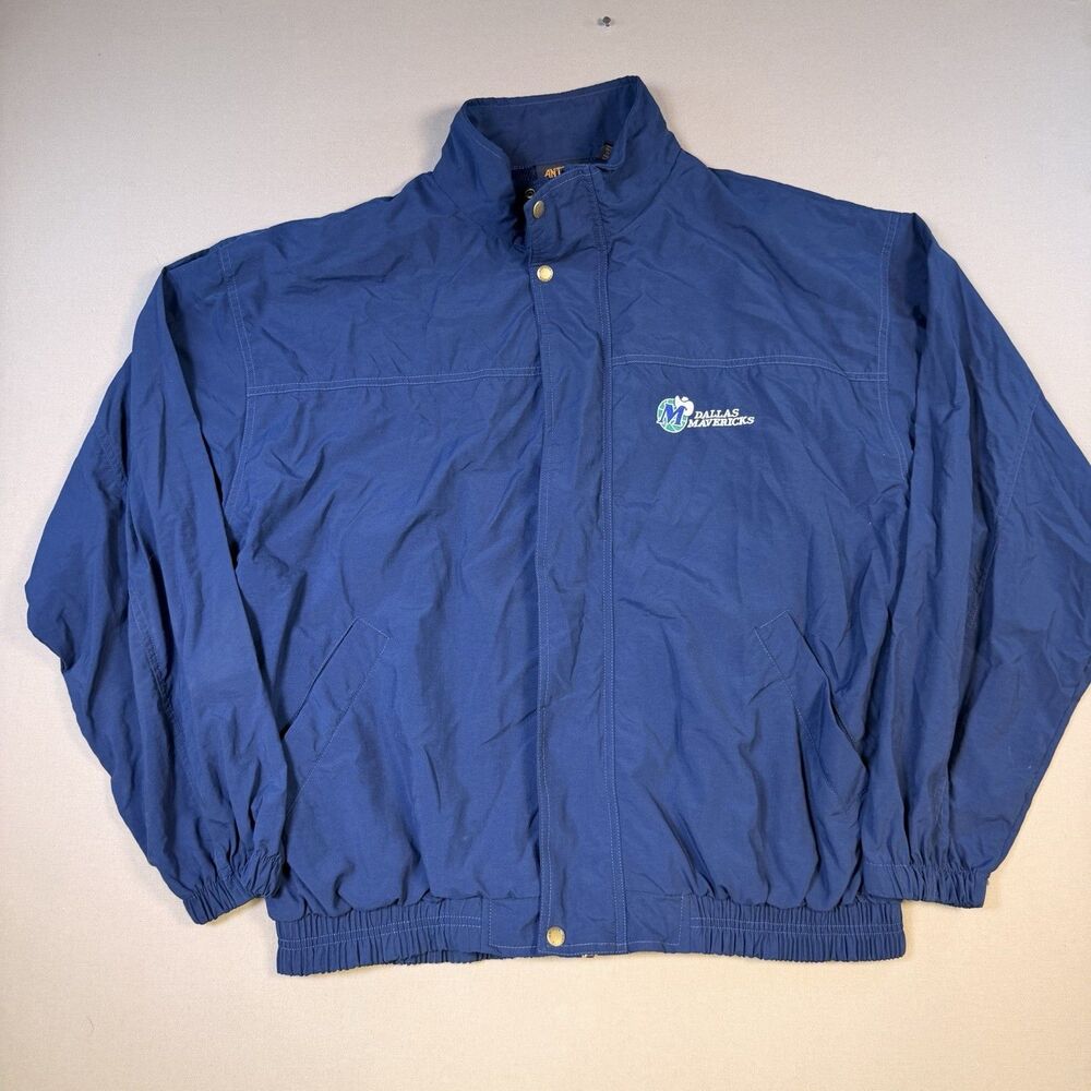 Vintage 1996 Dallas Mavericks Antigua Windbreaker Jacket Mens XL NBA Blue EUC